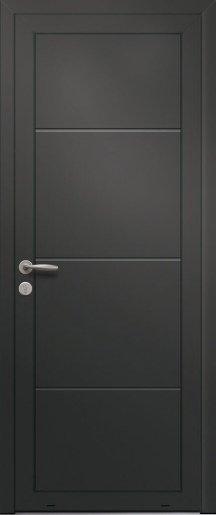 Panneau de porte d’entrée en aluminium laqué DIRECTRICE coloris RAL 2100 noir finitions sablé