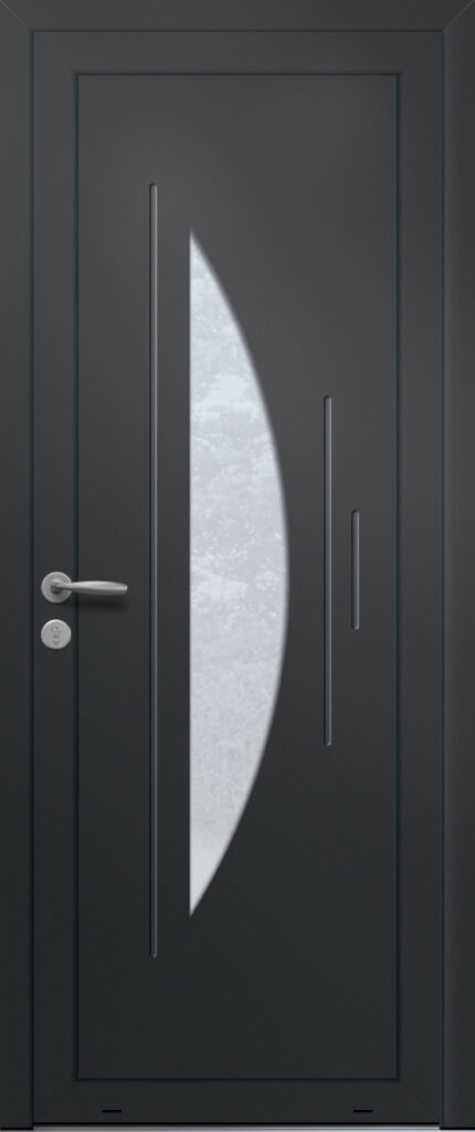 Panneau de porte d’entrée vitré en aluminium laqué NACARAT 1 coloris RAL 2100 noir finitions sablé