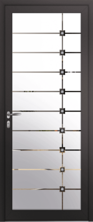 Porte d’entrée grand vitrage moderne FANGO en aluminium poignée NEW YORK coloris RAL 7016 noir Finitions mat gamme PASSAGE
