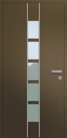 Porte d'entrée vitrée haut de gamme en aluminium CONTEMPLATION ASV2 face intérieure poignée prestige et joncs alunox